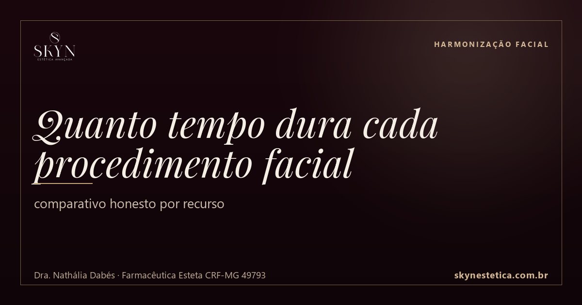 Quanto tempo dura cada procedimento facial: comparativo honesto por recurso